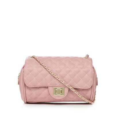 Light pink quilted cross body bag